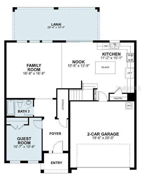 2D floor plan layout of this home in Bay Lake Farms, St. Cloud, FL (Image 6).