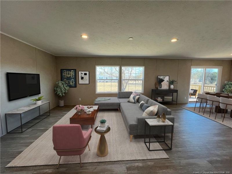 Den view with virtual staging