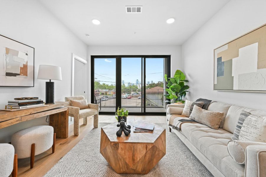Furnished interior view inside a new home in One Oak, Austin (Image 16).