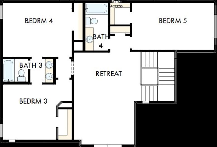 2D floor plan layout of this home in Pecan Square – Classics, Northlake, TX (Image 6).