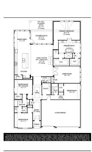 2D floor plan layout of this home in La Cima, San Marcos, TX (Image 2).