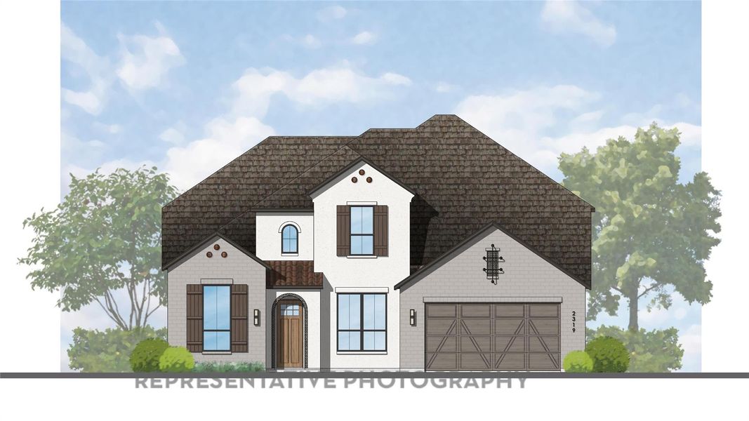 Exterior rendering of this home design in COLTON: 60ft. lots, Todd Mission, TX (Image 1). Exterior rendering of this home design in COLTON: 60ft. lots, Todd Mission, TX (Image 1).