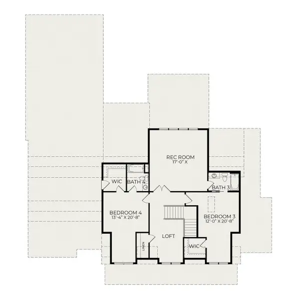 2D floor plan layout for the Oakmont American Farmhouse by Homes by Dickerson in Cattail, Clayton, NC (Image 6).