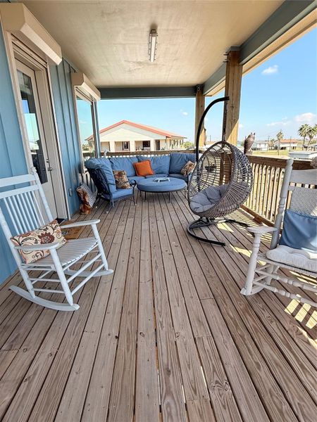 Spacious deck facing East where you can enjoy your coffee with the sunrise.