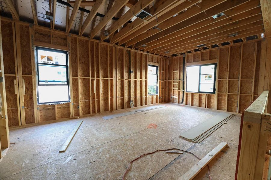 Over-sized Game Room is located on the 2nd floor and features audio pre-wire for home entertainment.