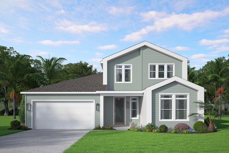 Representative exterior photo of a completed home built from the Flagler by Hunter Quinn Homes in Palm Coast Homes, Palm Coast, FL (Image 7). Representative exterior photo of a completed home built from the Flagler by Hunter Quinn Homes in Palm Coast Homes, Palm Coast, FL (Image 7).