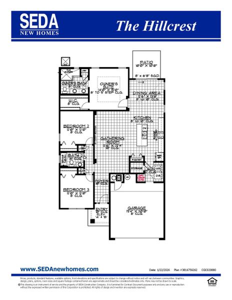 2D floor plan layout for the Hillcrest by SEDA New Homes in Weston Woods, Jacksonville, FL (Image 3). 2D floor plan layout for the Hillcrest by SEDA New Homes in Weston Woods, Jacksonville, FL (Image 3).