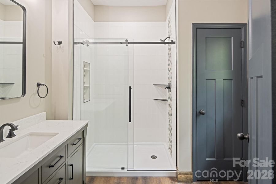 Lower Level - Primary Ensuite Bathroom with Linen Closet