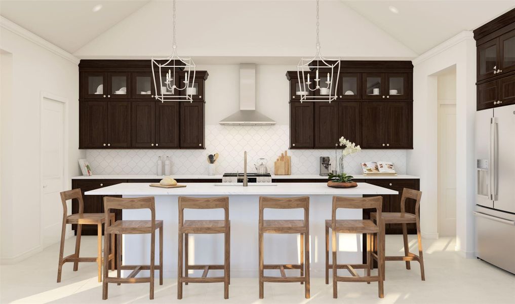 Stylish island kitchen (*Artist rendering used for illustration purposes only.)