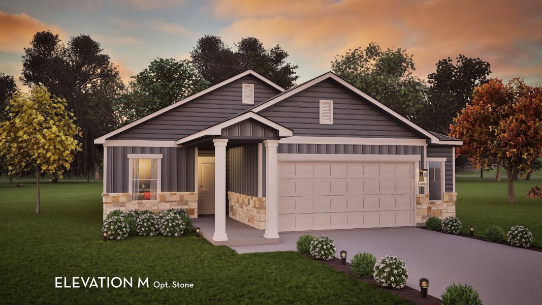 Representative exterior photo of a completed home built from the Comal by CastleRock Communities in Paramount, Kyle, TX (Image 4).