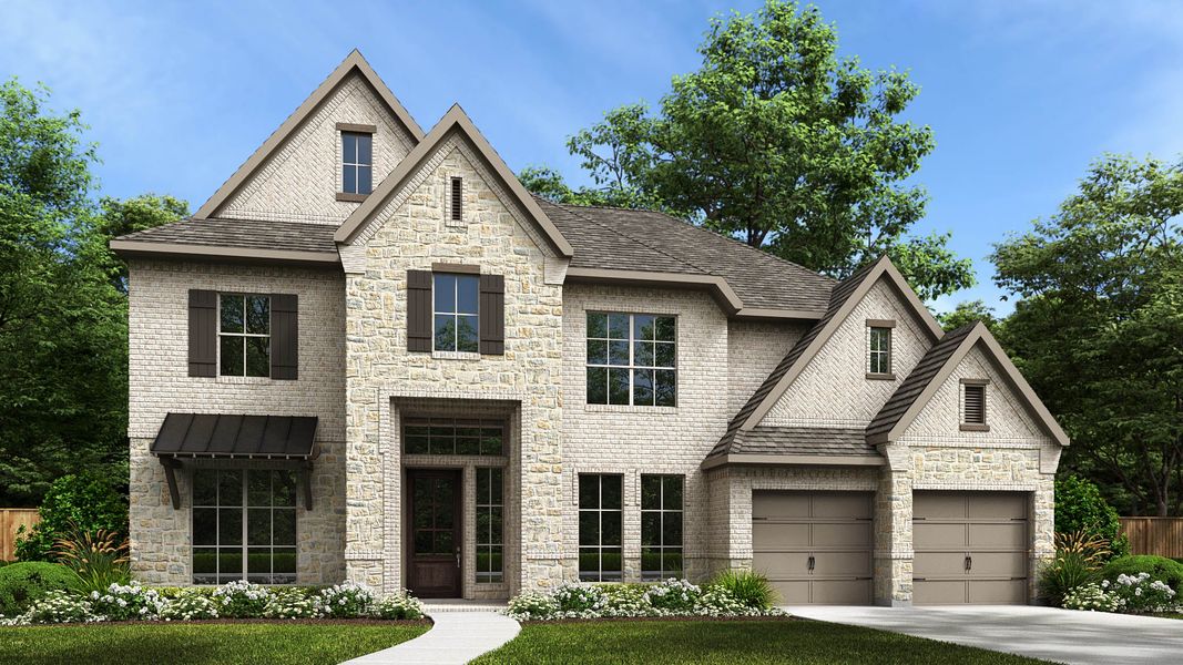 Representative exterior photo of a completed home built from the 4098W by Perry Homes in Valencia, Manvel, TX (Image 2).