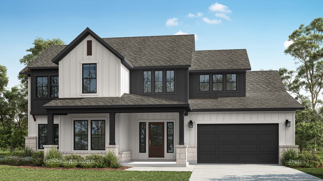 Representative exterior photo of a completed home built from the Echelon by Tri Pointe Homes in Noven, Leander, TX (Image 2). Representative exterior photo of a completed home built from the Echelon by Tri Pointe Homes in Noven, Leander, TX (Image 2).