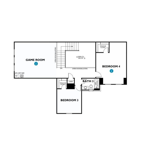 2D floor plan layout for the 6030 by Shea Homes in Sienna 70', Missouri City, TX (Image 4).