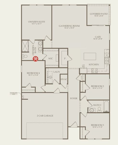 2D floor plan layout for the Ibis by Centex in Carpenter Falls, Durham, NC (Image 5).