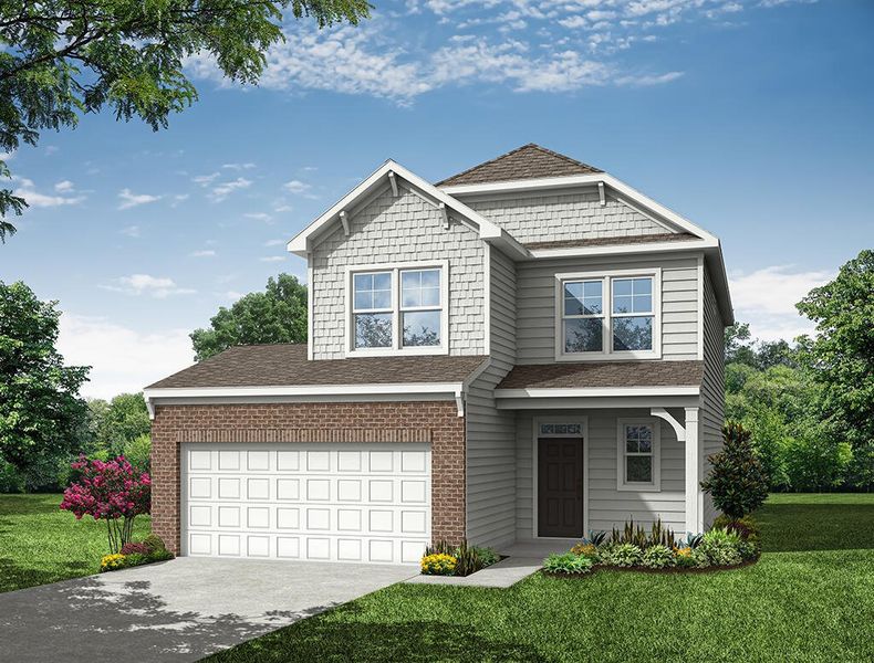 Representative exterior photo of a completed home built from the Whitlock With Two-Car Garage by Eastwood Homes in Chandler Ridge, McLeansville, NC (Image 5).