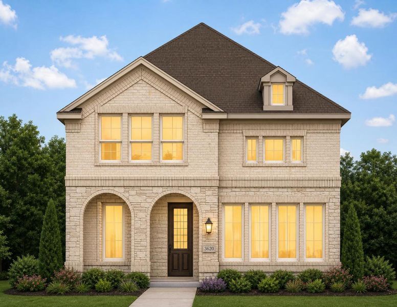 Representative exterior photo of a completed home built from the Royal Bradford by Grand Homes in Trails at Cottonwood Creek, Rowlett, TX (Image 22). Representative exterior photo of a completed home built from the Royal Bradford by Grand Homes in Trails at Cottonwood Creek, Rowlett, TX (Image 22).