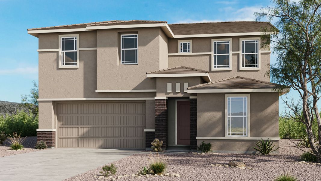 Representative exterior photo of a completed home built from the Triumph by Taylor Morrison in Saddleback, Peoria, AZ (Image 2). Representative exterior photo of a completed home built from the Triumph by Taylor Morrison in Saddleback, Peoria, AZ (Image 2).