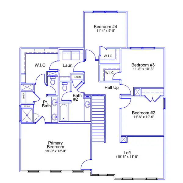 2D floor plan layout of this home in Indigo at Abbey Preserve, Wilmington, NC (Image 3).