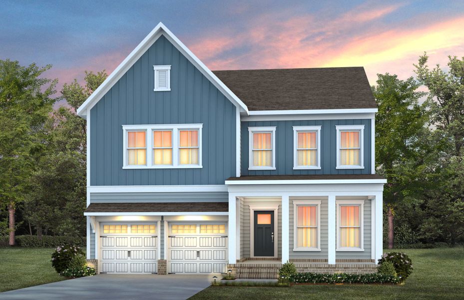 Representative exterior photo of a completed home built from the Stonebrook by Pulte Homes in The Preserve at Marks Creek, Knightdale, NC (Image 26). Representative exterior photo of a completed home built from the Stonebrook by Pulte Homes in The Preserve at Marks Creek, Knightdale, NC (Image 26).
