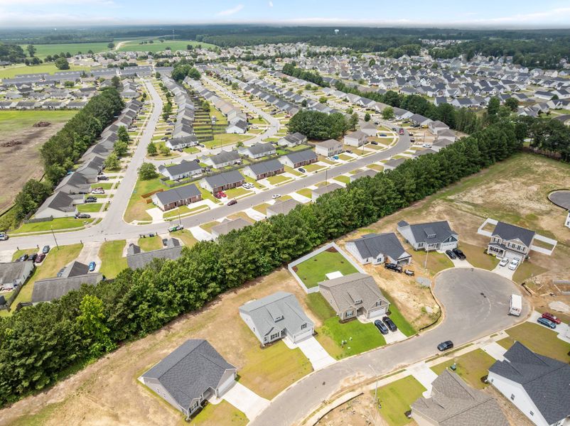 Aerial view of the Davenport Farms community in Winterville, NC, showing layout and nearby surroundings (Image 1).