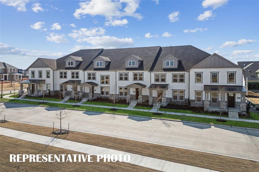 Stylish, new construction, lock and leave living at it's finest now available in one of Frisco's newest communities...Village on Main Street!  REPRESENTATIVE PHOTO