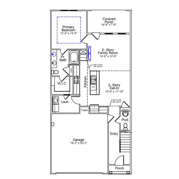 2D floor plan layout of this home in Ovation at Sweetbrier, Durham, NC (Image 2).