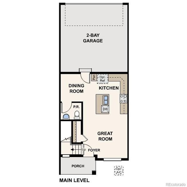 2D floor plan layout of this home in The Townes at Skyline Ridge, Castle Pines, CO (Image 3).
