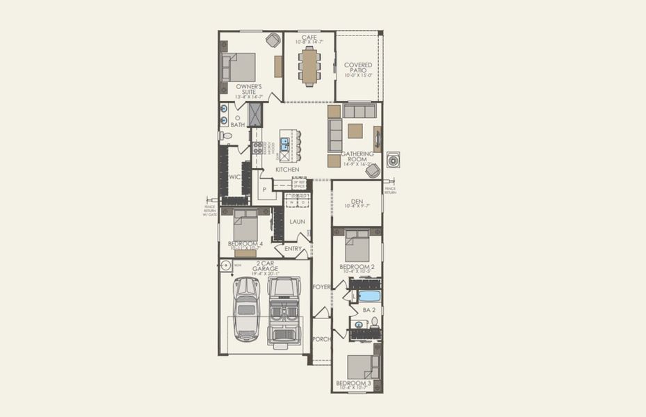 2D floor plan layout of this home in Copper Falls, Buckeye, AZ (Image 3).