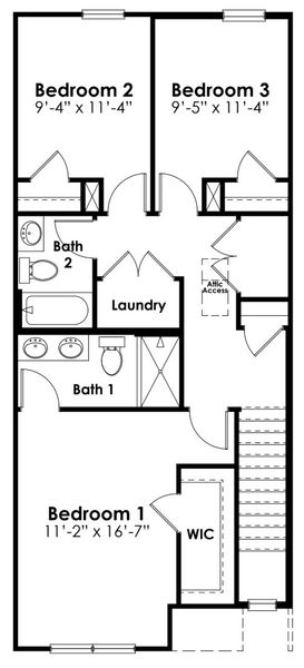 2D floor plan layout for the Pearson Th by D.R. Horton in Hunter's Branch Townhomes, Hopkins, SC (Image 3).