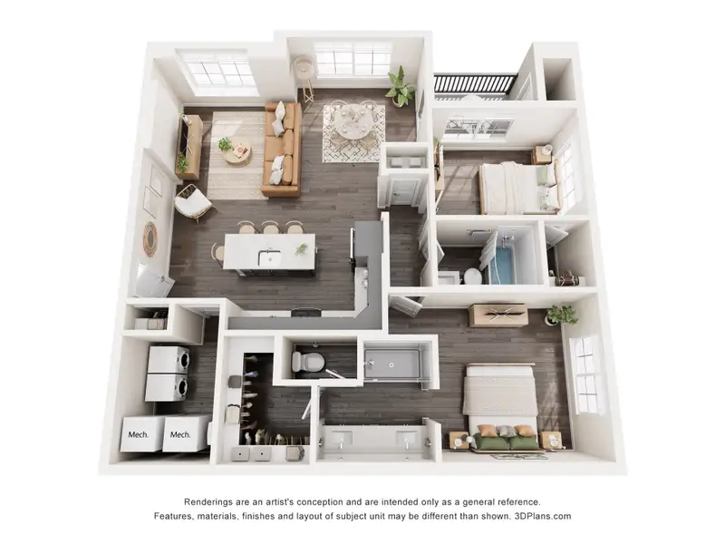 2D floor plan layout of this home in Lyric at RidgeGate Condos, Lone Tree, CO (Image 3).