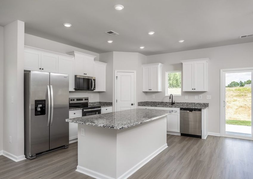 Spacious kitchen island.