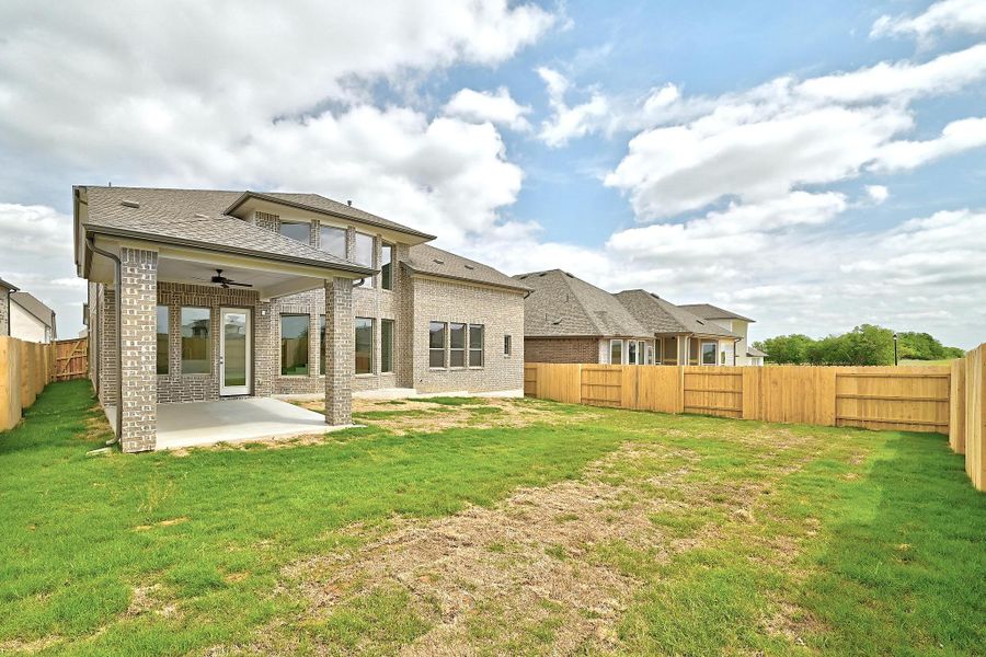 Exterior details and patio area of a home in Flora - 60', Hutto (Image 20).