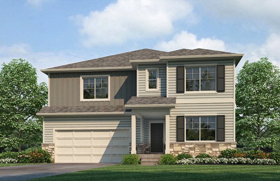 Representative exterior photo of a completed home built from the Hennessy by D.R. Horton in Brighton Crossing, Brighton, CO (Image 21).