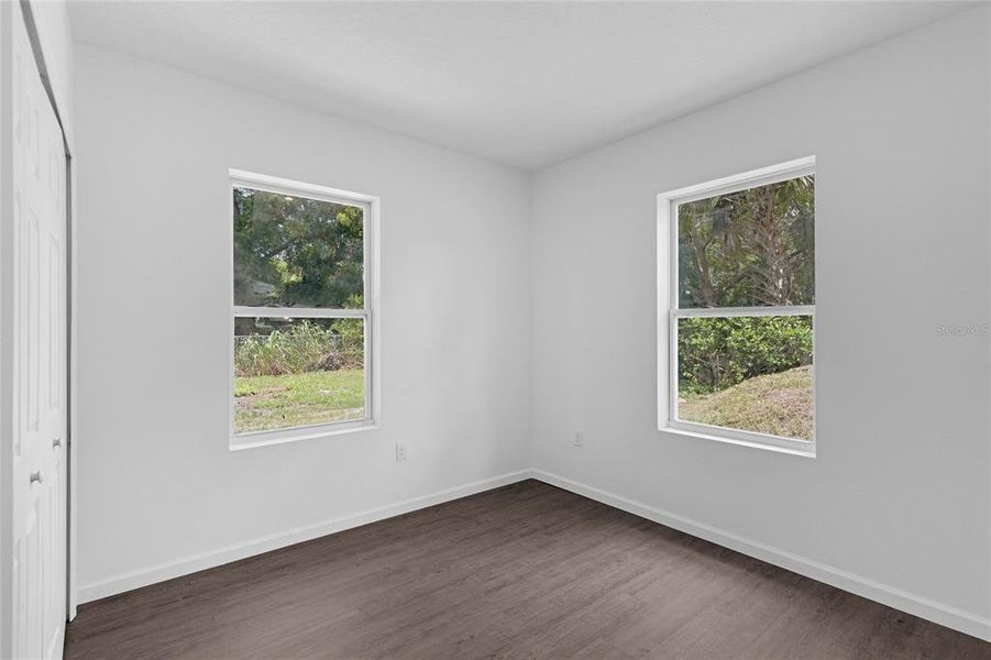 Primary bedroom at the back of the house