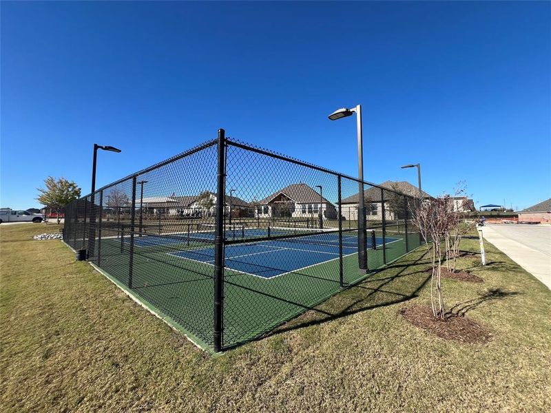 View of pickle ball courts.