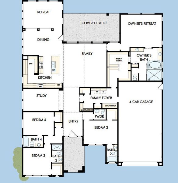 2D floor plan layout for the The Kalahari by David Weekley Homes in Alta at Verrado Regent Hills, Buckeye, AZ (Image 3).