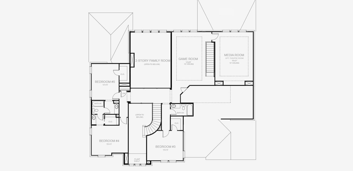 2D floor plan layout for the 4978W by Perry Homes in Jubilee 80', Hockley, TX (Image 4). 2D floor plan layout for the 4978W by Perry Homes in Jubilee 80', Hockley, TX (Image 4).