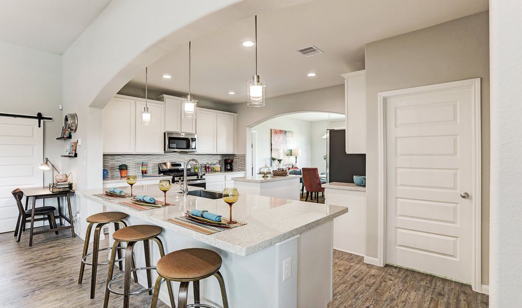 Kitchen with pendant lighting