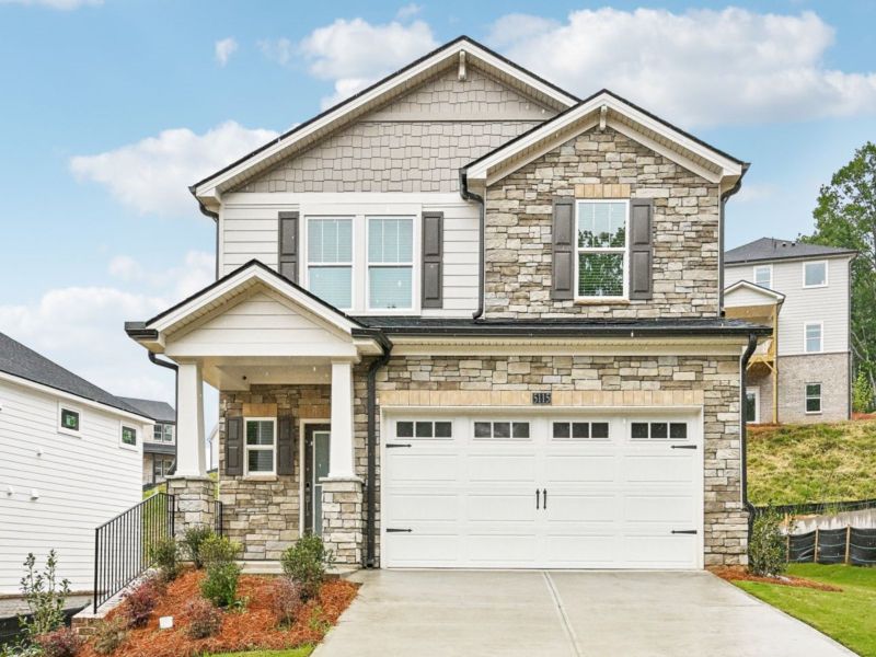 Representative exterior photo of a completed home built from the Paisley Basement by Meritage Homes in Hemingway - Reserve Series, Cumming, GA (Image 1). Representative exterior photo of a completed home built from the Paisley Basement by Meritage Homes in Hemingway - Reserve Series, Cumming, GA (Image 1).