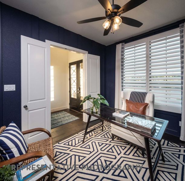 Furnished interior view inside a new home in Santa Rita Ranch, Liberty Hill (Image 18). Furnished interior view inside a new home in Santa Rita Ranch, Liberty Hill (Image 18).