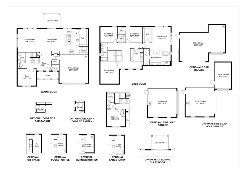 2D floor plan layout for the Harper by Acrew Homes in Dixon Grove, Grimesland, NC (Image 2).
