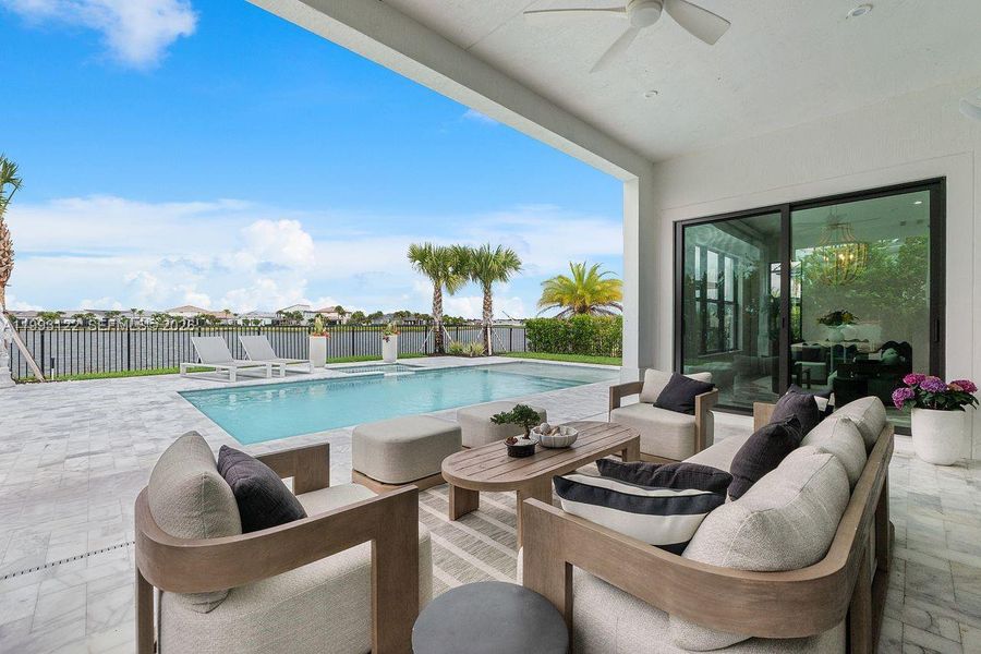 Exterior details and patio area of a home in Solana Bay at Avenir, Palm Beach Gardens (Image 3).