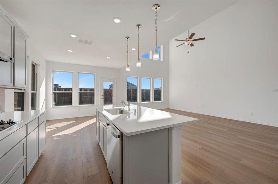 Furnished interior view inside a new home in Lily Creek at Sutton Fields, Aubrey (Image 9). Furnished interior view inside a new home in Lily Creek at Sutton Fields, Aubrey (Image 9).