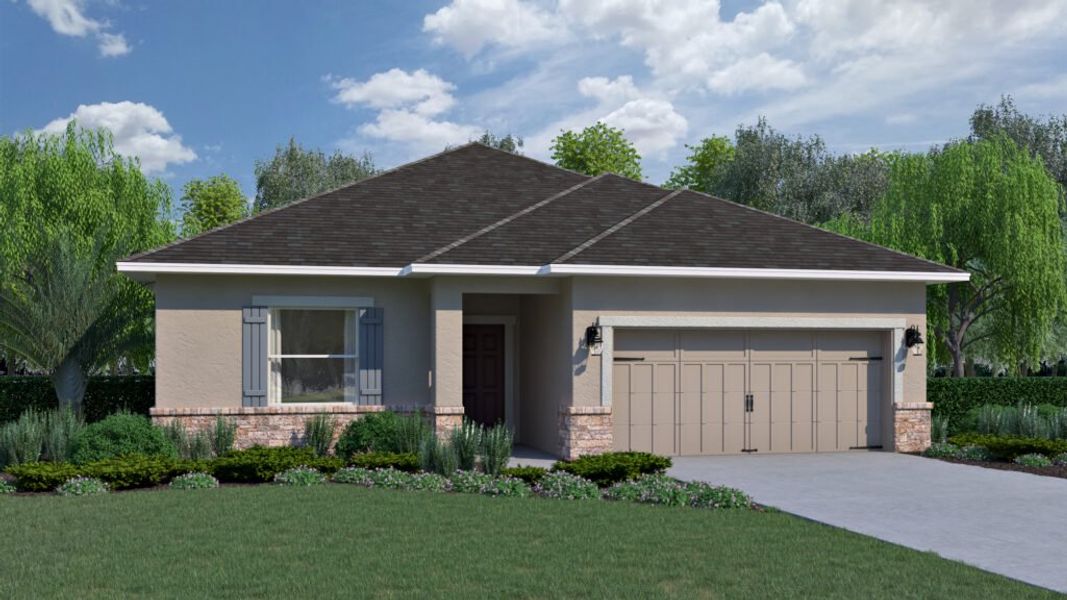 Representative exterior photo of a completed home built from the Jupiter by Holiday Builders in Spirit Of Sebastian, Sebastian, FL (Image 4). Representative exterior photo of a completed home built from the Jupiter by Holiday Builders in Spirit Of Sebastian, Sebastian, FL (Image 4).