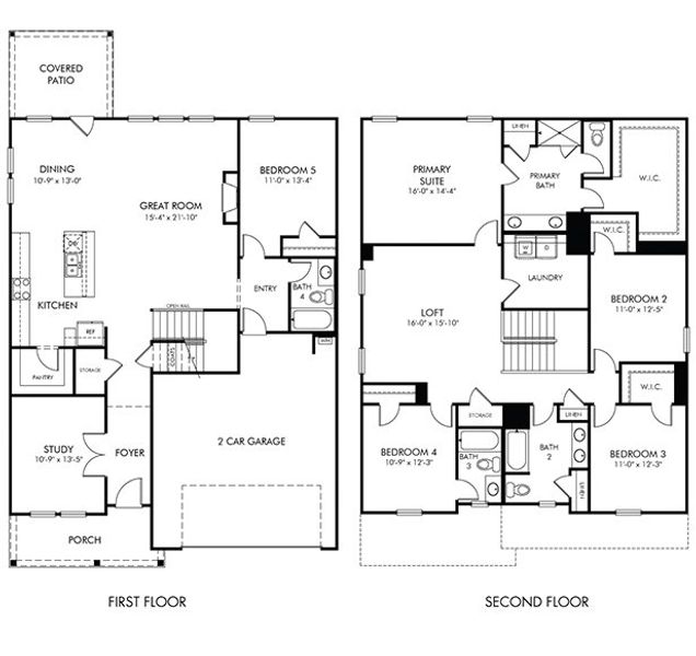 2D floor plan layout of this home in Westmont Preserve, Powder Springs, GA (Image 2). 2D floor plan layout of this home in Westmont Preserve, Powder Springs, GA (Image 2).