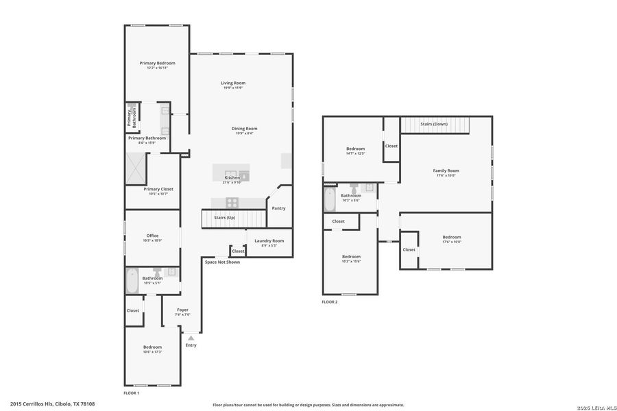 2D floor plan layout of this home in Grace Valley, Cibolo, TX (Image 5).