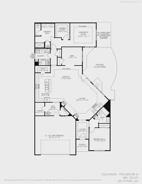 2D floor plan layout for the Promenade by Epcon Communities in The Villas at Pinewood, Asheboro, NC (Image 3). 2D floor plan layout for the Promenade by Epcon Communities in The Villas at Pinewood, Asheboro, NC (Image 3).