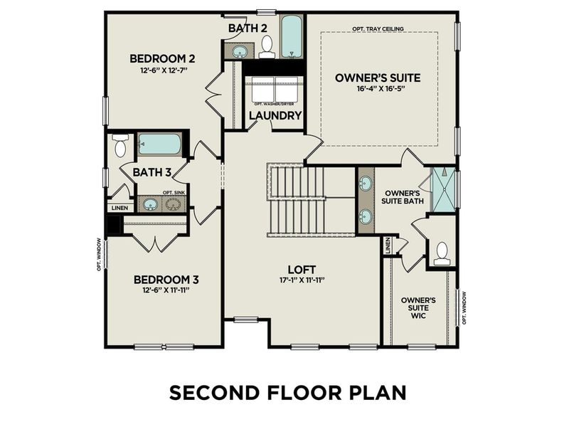 2D floor plan layout for the The Willow B by Davidson Homes LLC in Wehunt Meadows, Hoschton, GA (Image 3).