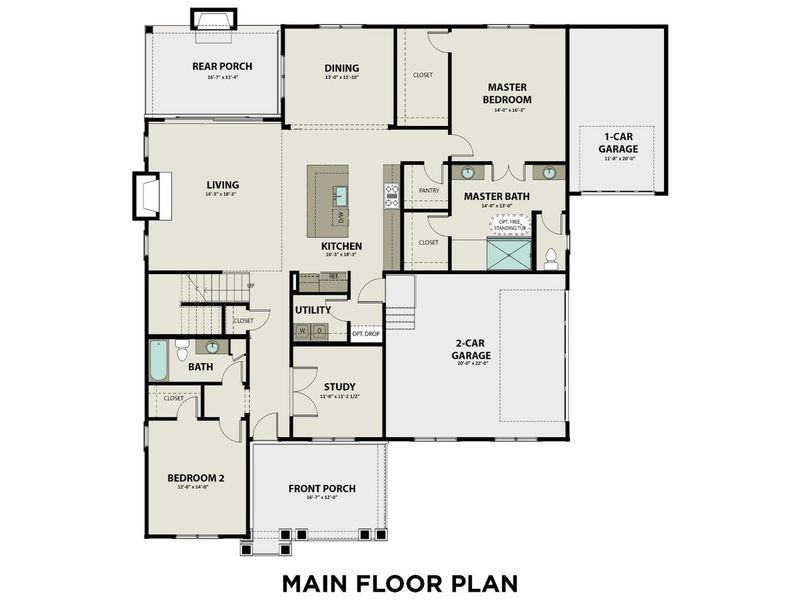 2D floor plan layout for the The Hathaway by Davidson Homes LLC in Shelton Square, Murfreesboro, TN (Image 5).