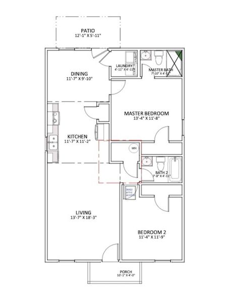 2D floor plan layout of this home in Gentry Place, Spartanburg, SC (Image 2). 2D floor plan layout of this home in Gentry Place, Spartanburg, SC (Image 2).